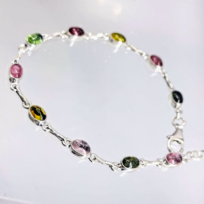 "Watermelon MOM" 7" -9" Bracelet - Tourmaline, Sterling