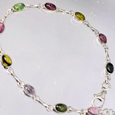 "Watermelon MOM" 7" -9" Bracelet - Tourmaline, Sterling