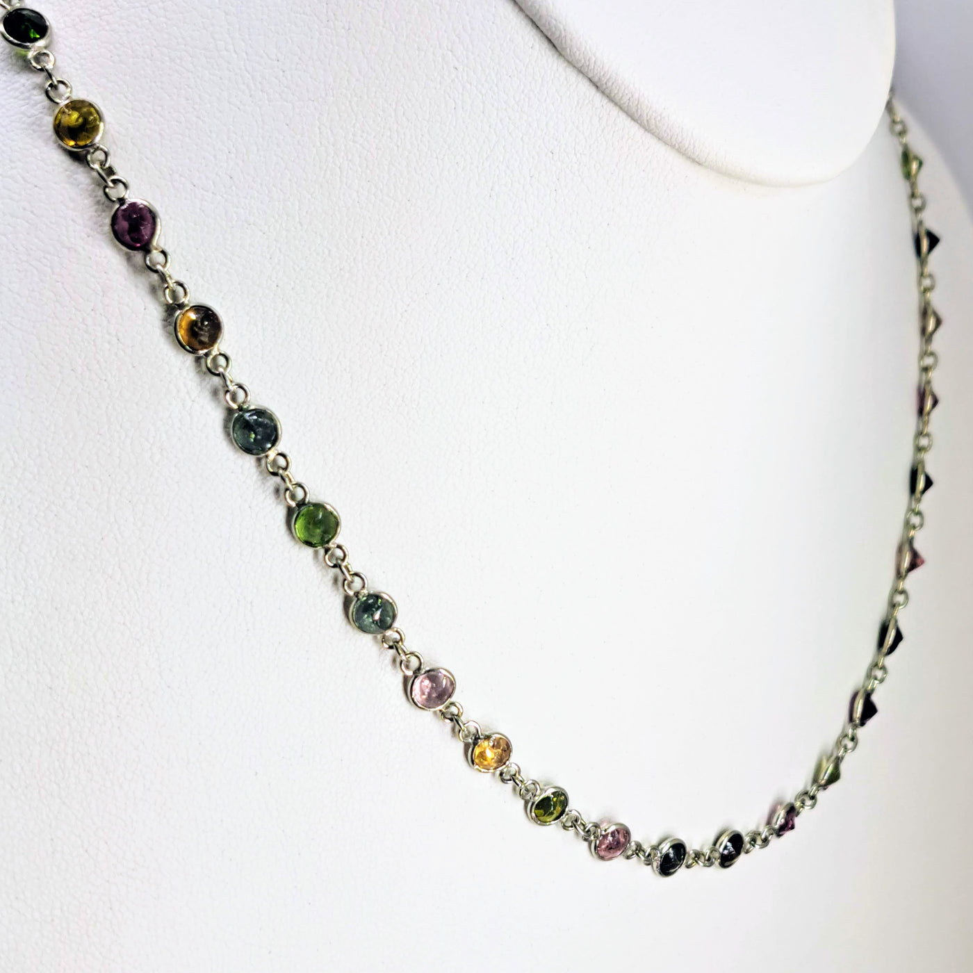 "Watermelon MOM" 18" - 20" Necklace - Tourmaline, Sterling