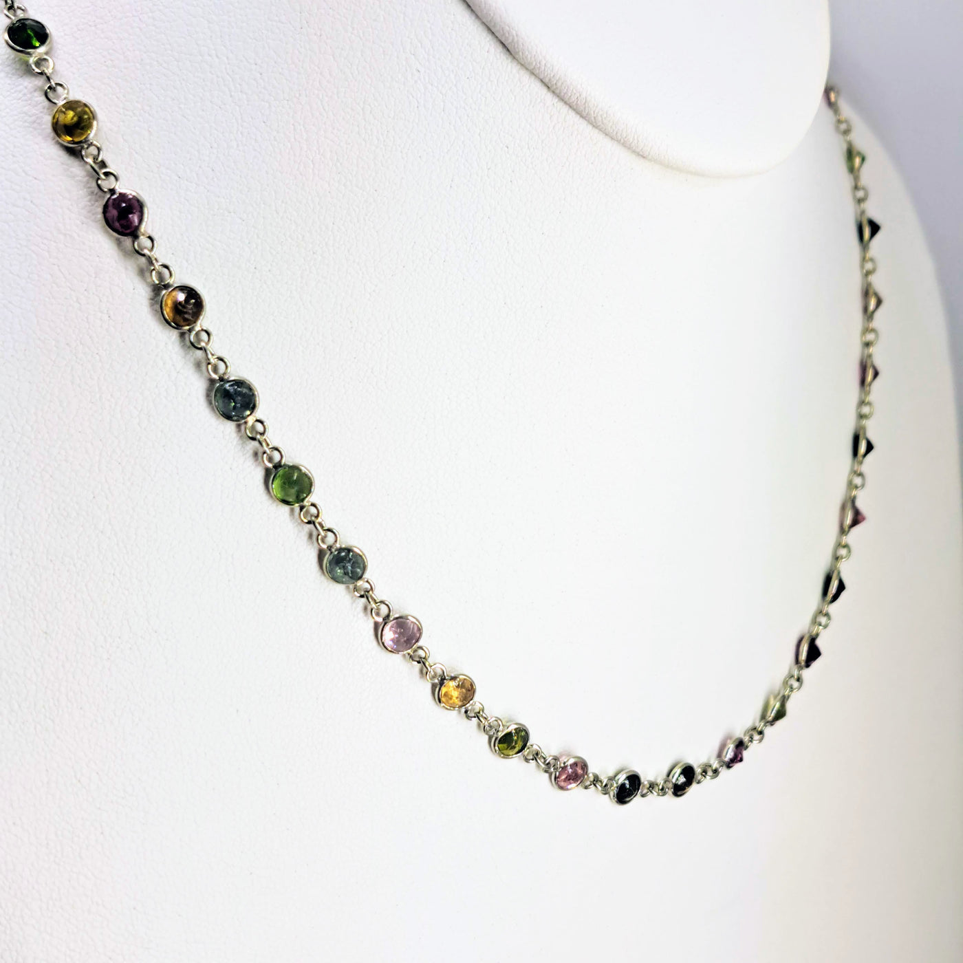 "Watermelon MOM" 18" - 20" Necklace - Tourmaline, Sterling