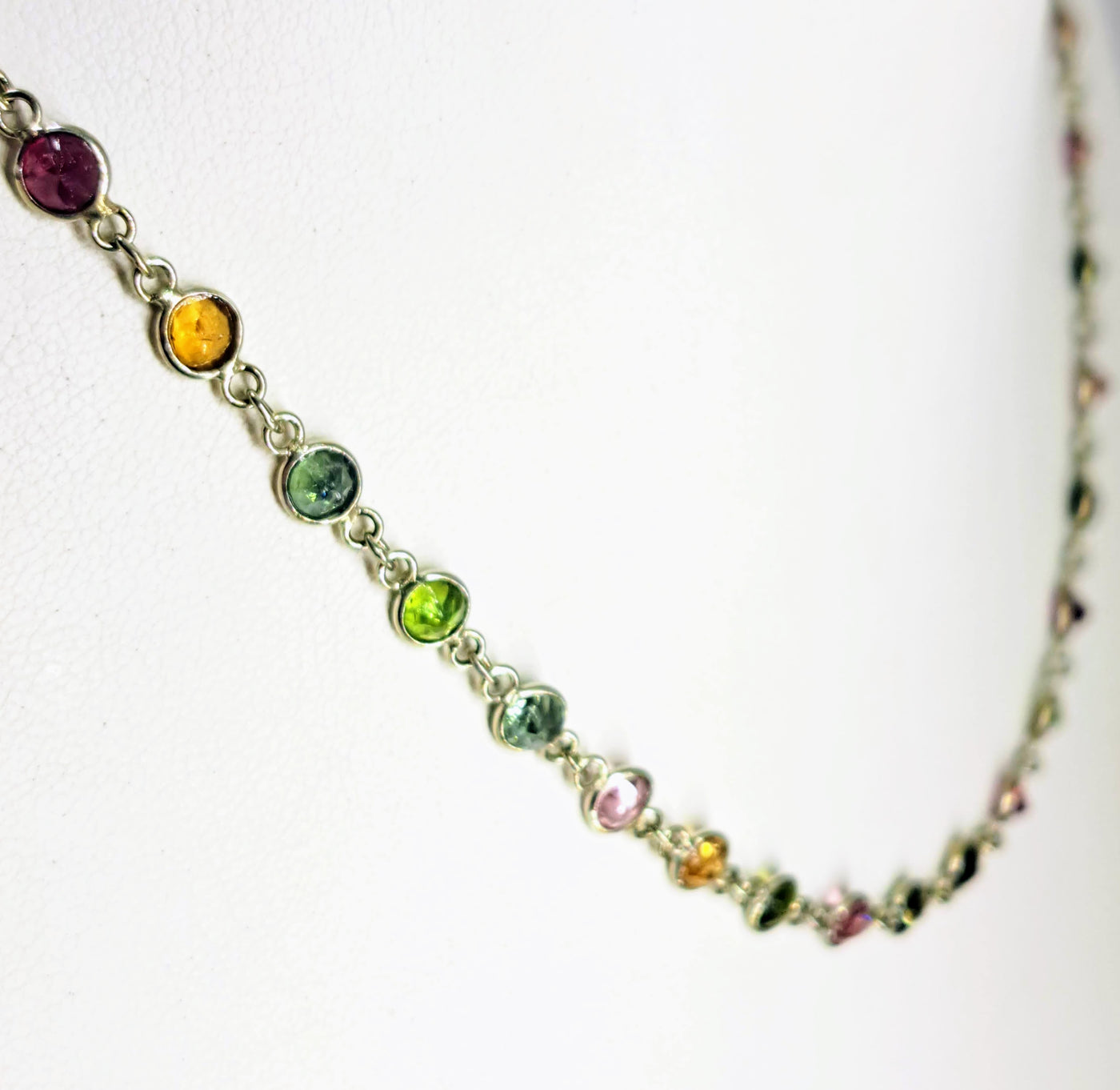 "Watermelon MOM" 18" - 20" Necklace - Tourmaline, Sterling