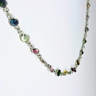 "Watermelon MOM" 18" - 20" Necklace - Tourmaline, Sterling