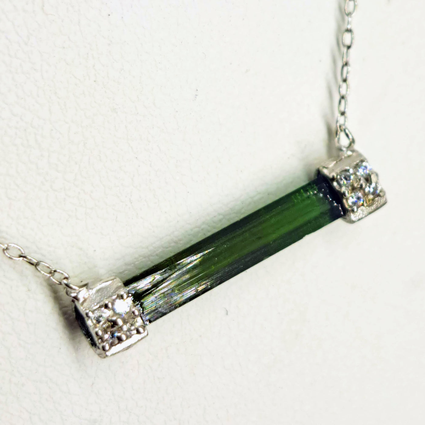 "Balance Bar" 16" - 18" Necklace - Tourmaline, Diamond, Sterling