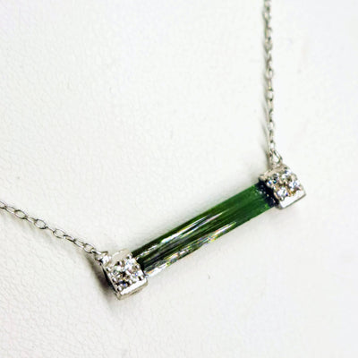 "Balance Bar" 16" - 18" Necklace - Tourmaline, Diamond, Sterling