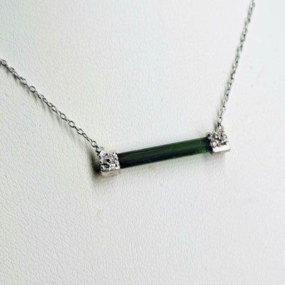 "Balance Bar" 16" - 18" Necklace - Tourmaline, Diamond, Sterling