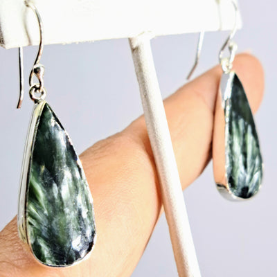 "Angel Pear-Pair" 1.5" Earrings - Seraphinite, Sterling