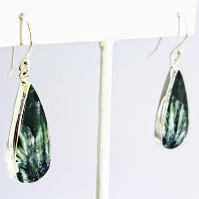 "Angel Pear-Pair" 1.5" Earrings - Seraphinite, Sterling