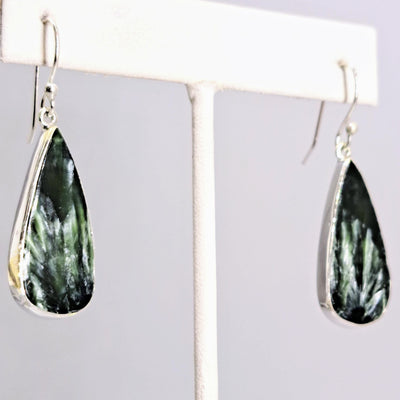 "Angel Pear-Pair" 1.5" Earrings - Seraphinite, Sterling