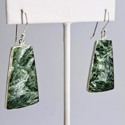 "Angel Face #1" 2" Earrings - Seraphinite, Sterling