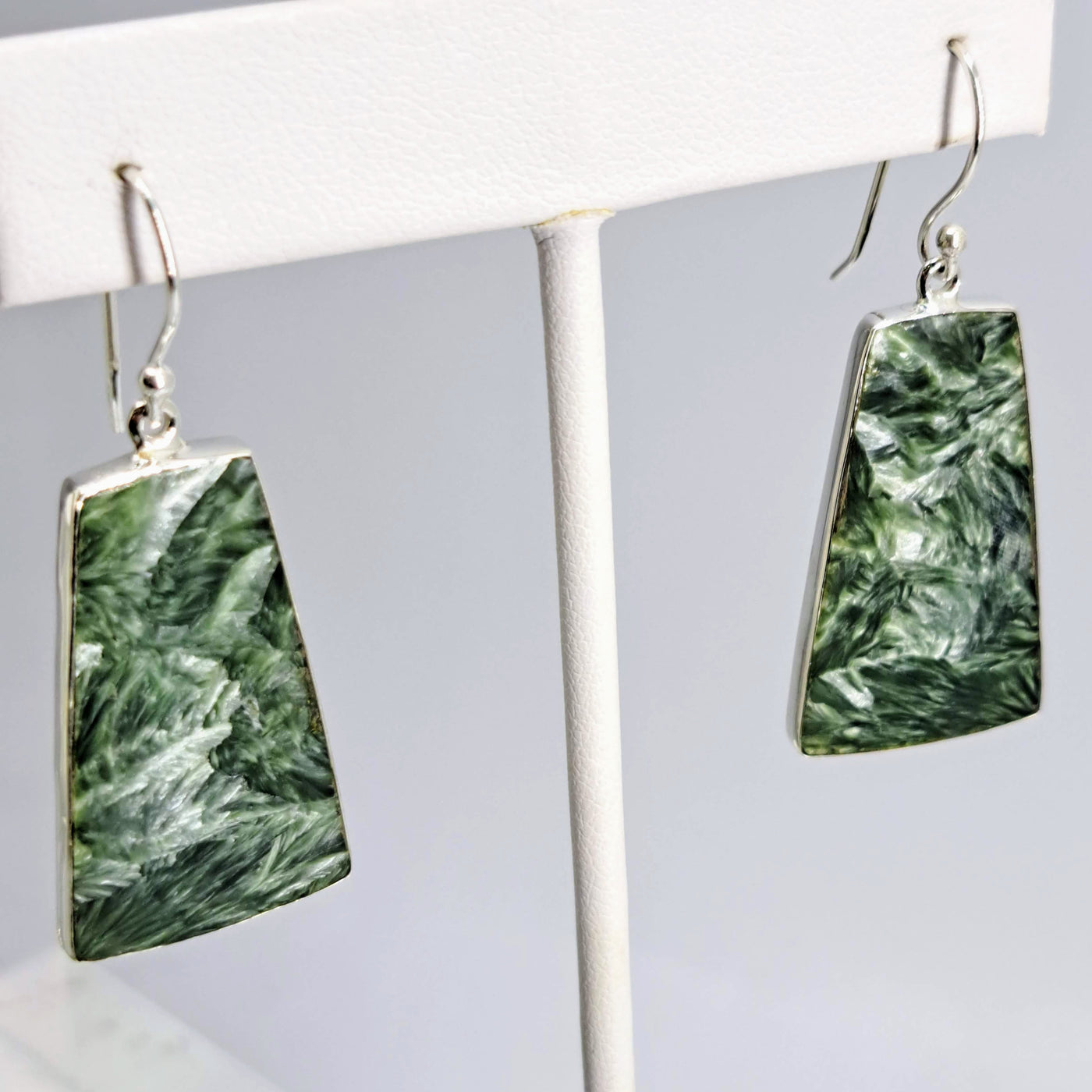 "Angel Face #1" 2" Earrings - Seraphinite, Sterling