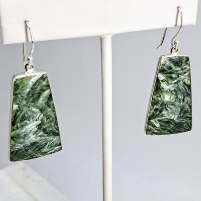 "Angel Face #1" 2" Earrings - Seraphinite, Sterling