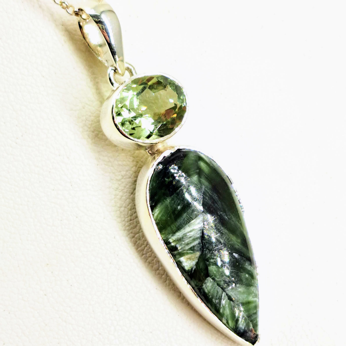 "Angel Face" Pendant - Seraphinite, Prasiolite, Sterling