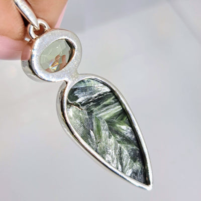 "Angel Face" Pendant - Seraphinite, Prasiolite, Sterling