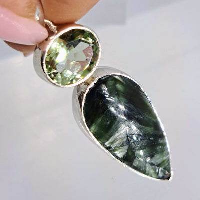 "Angel Face" Pendant - Seraphinite, Prasiolite, Sterling