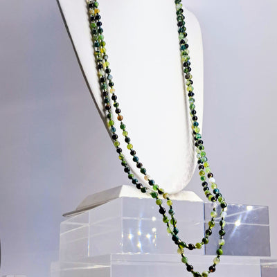 "Lovely Greens" 80" Necklace - Agate, Titanium Hematite