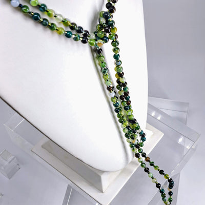 "Lovely Greens" 80" Necklace - Agate, Titanium Hematite