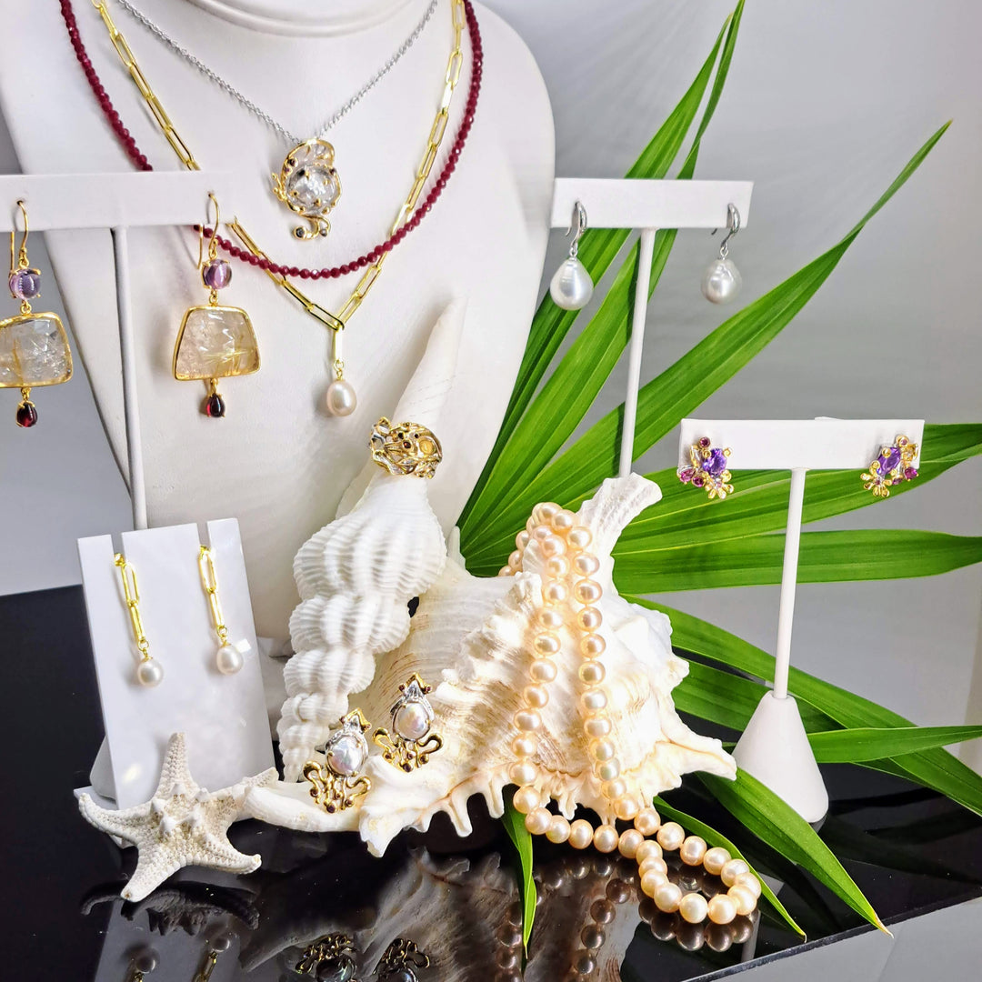 "Paperclip Pearl Drop" Adj. Up To 7.5" Bracelet - Pearl, 18k Gold Sterling