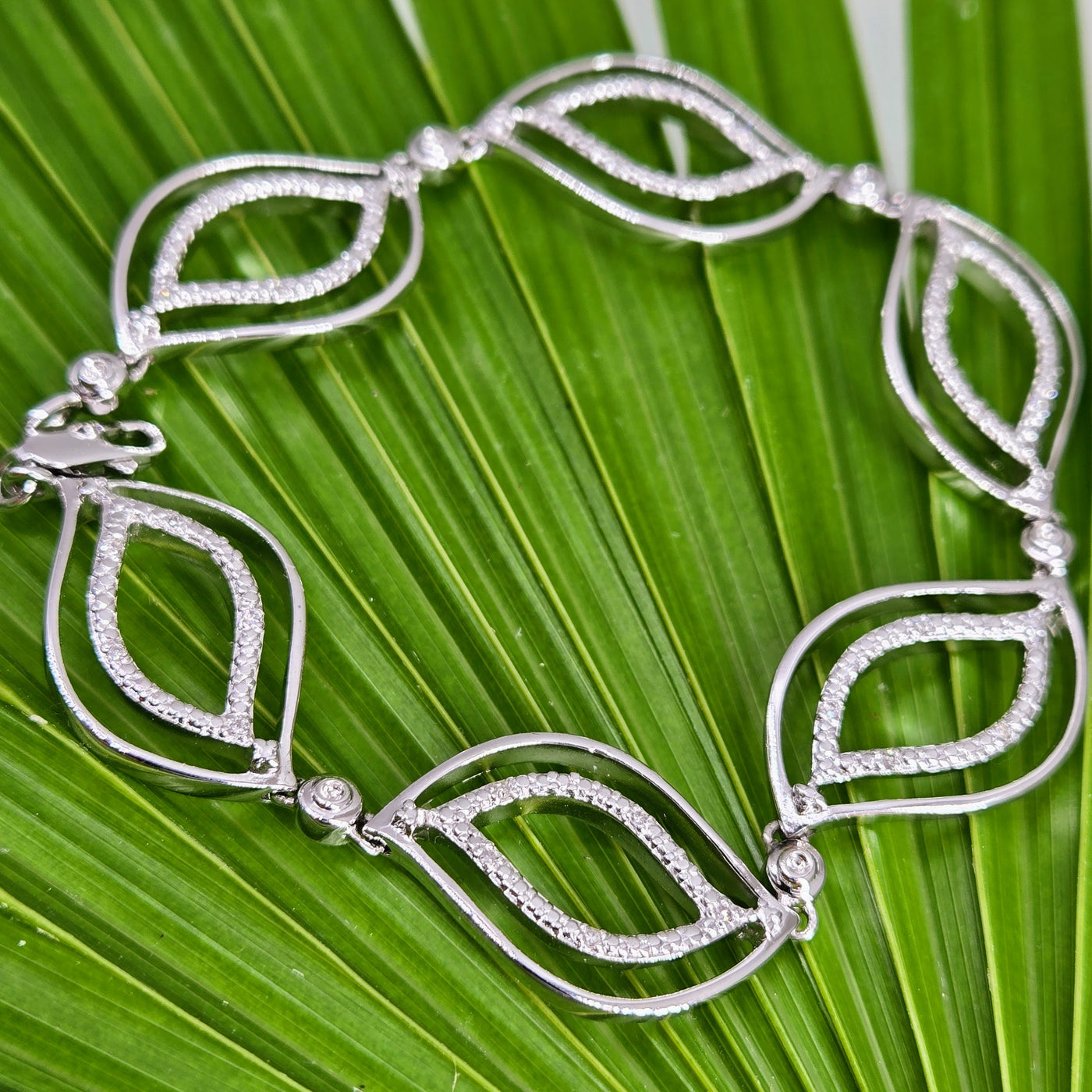 "Leaf Me Alone, Dangit!" 7.5" Bracelet - Diamonds, Anti-tarnish Sterling