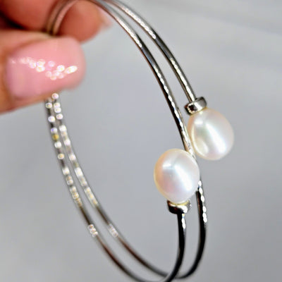 "Basic - Not Boring" Free Size Bracelet - Pearls, Sterling