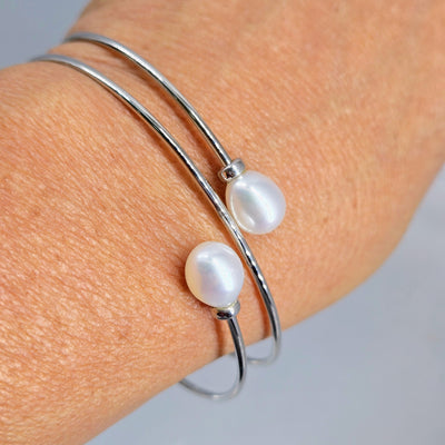 "Basic - Not Boring" Free Size Bracelet - Pearls, Sterling