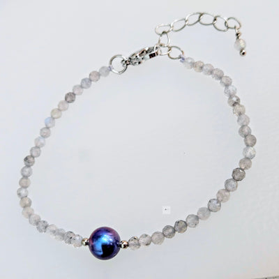 "Temptations" 7" to 9" Bracelet - Labradorite, Pearl