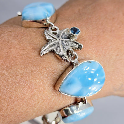 "Sea & Stars" 7"- 8" Bracelet - Larimar, Topaz, Sterling