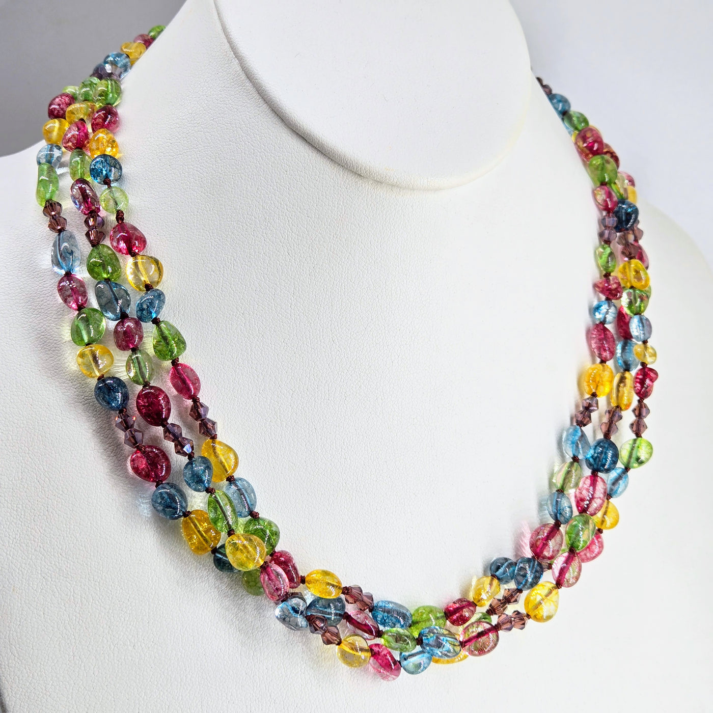 "Confetti-Fabulous!" - 18" - 20" Necklace - Art Glass, Crystal, Hypoallergenic Clasp