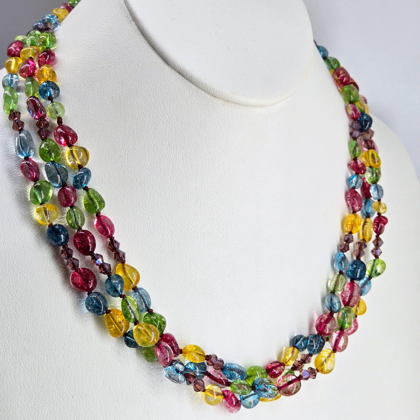 "Confetti-Fabulous!" - 18" - 20" Necklace - Art Glass, Crystal, Hypoallergenic Clasp