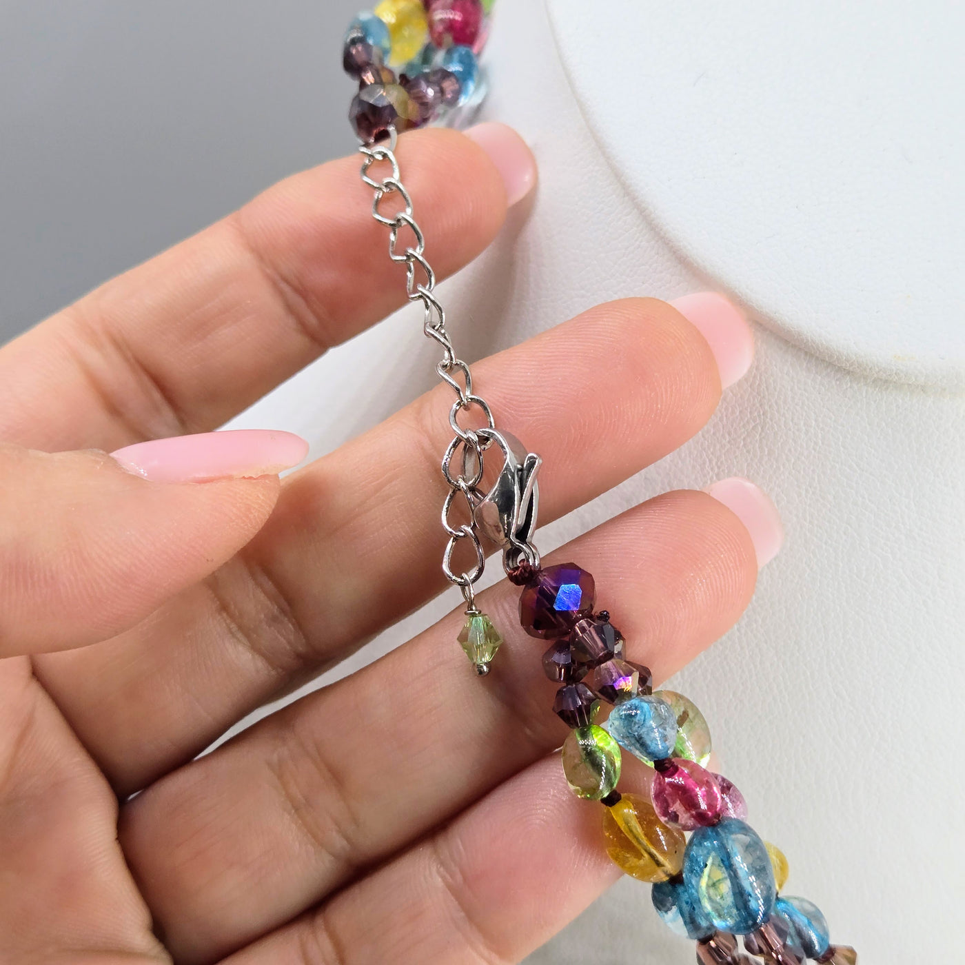 "Confetti-Fabulous!" - 18" - 20" Necklace - Art Glass, Crystal, Hypoallergenic Clasp