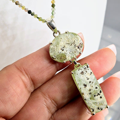 "Ancient Roman Glass - Moss" Pendant Necklace - Ancient Roman Glass, Agate, Sterling