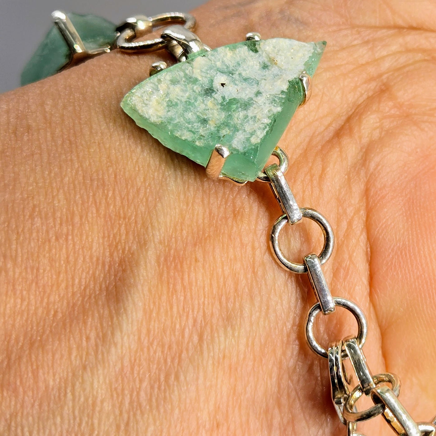 "Ancient Roman Glass Sea #3" 6" - 8.5" Bracelet - Ancient Roman Glass, Sterling