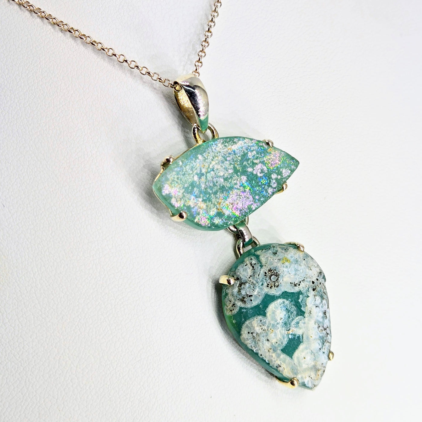 "Ancient Roman Glass - Seafoam" Pendant Necklace - Ancient Roman Glass, Sterling