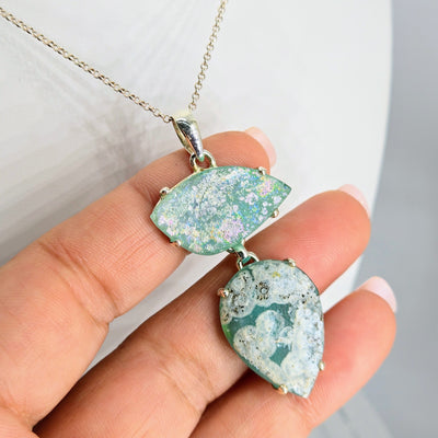 "Ancient Roman Glass - Seafoam" Pendant Necklace - Ancient Roman Glass, Sterling