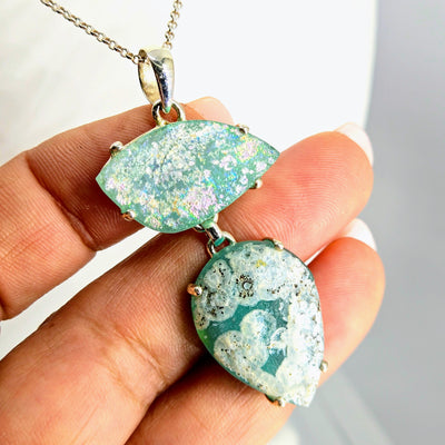 "Ancient Roman Glass - Seafoam" Pendant Necklace - Ancient Roman Glass, Sterling