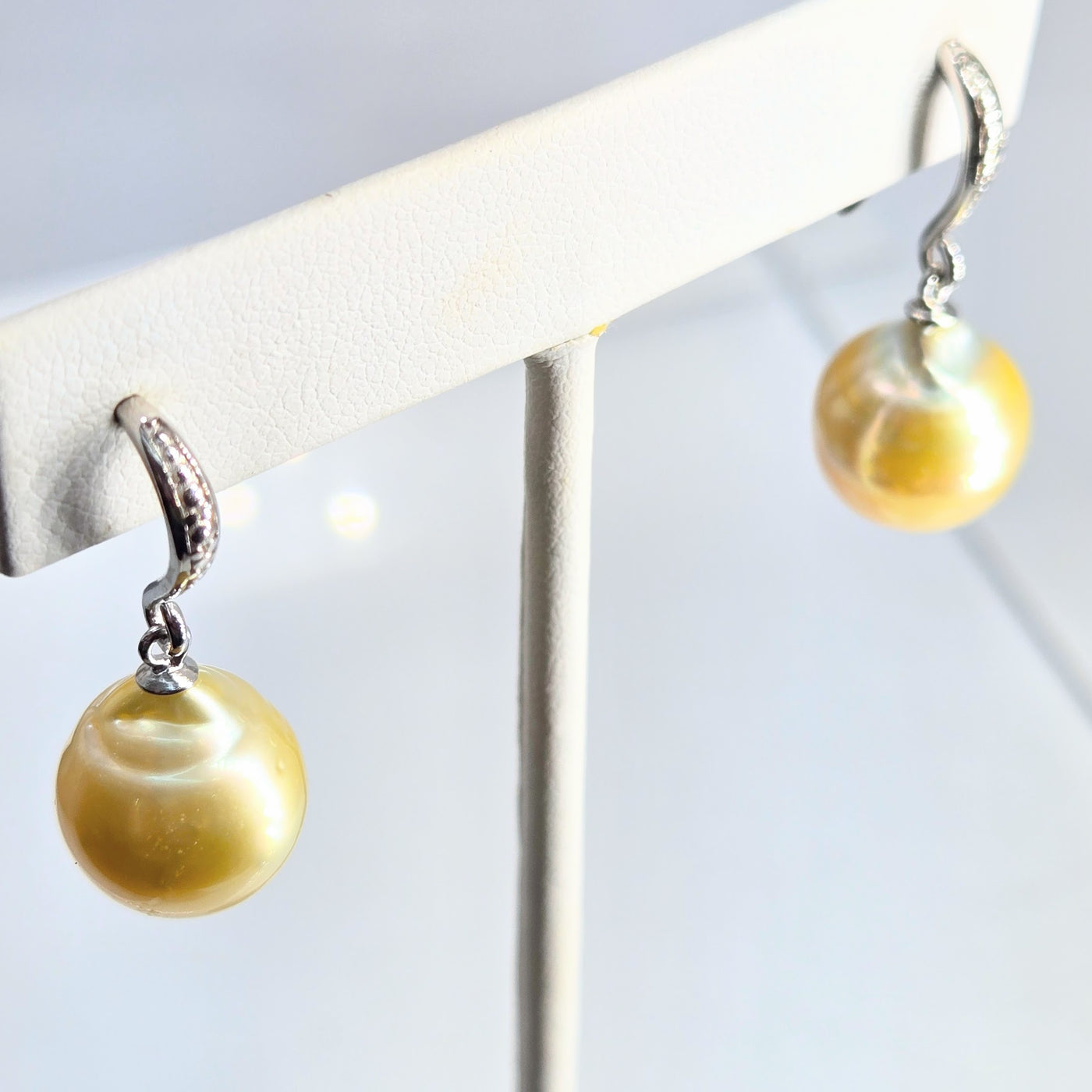 "Lemon Drops" 1.25" Earrings - South Sea Golden Pearls, Anti-tarnish Sterling