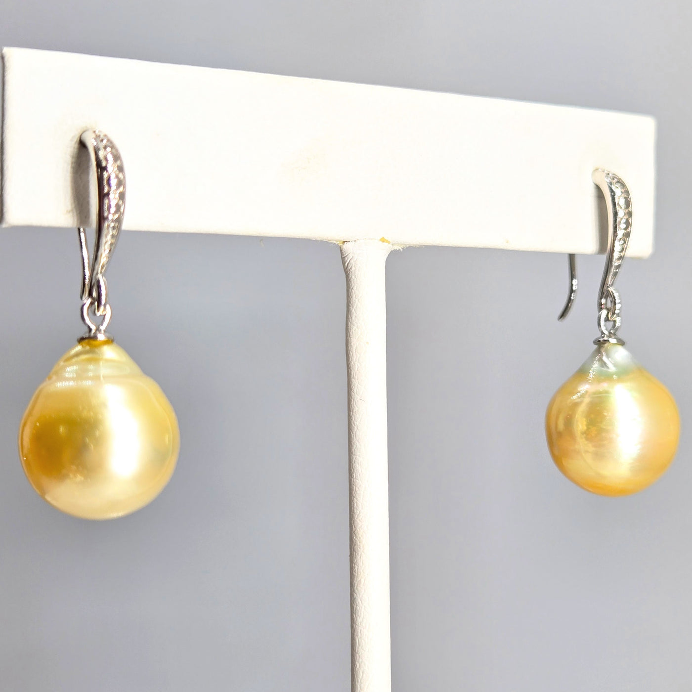 "Lemon Drops" 1.25" Earrings - South Sea Golden Pearls, Anti-tarnish Sterling