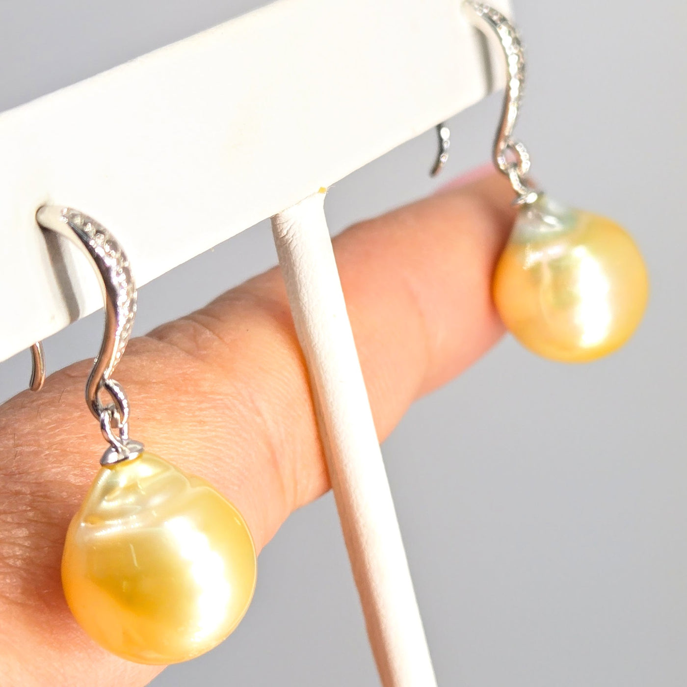 "Lemon Drops" 1.25" Earrings - South Sea Golden Pearls, Anti-tarnish Sterling