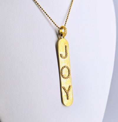 "You Bring Me JOY!" Pendant Necklace - Diamonds, 18k Gold Sterling