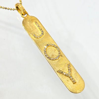 "You Bring Me JOY!" Pendant Necklace - Diamonds, 18k Gold Sterling