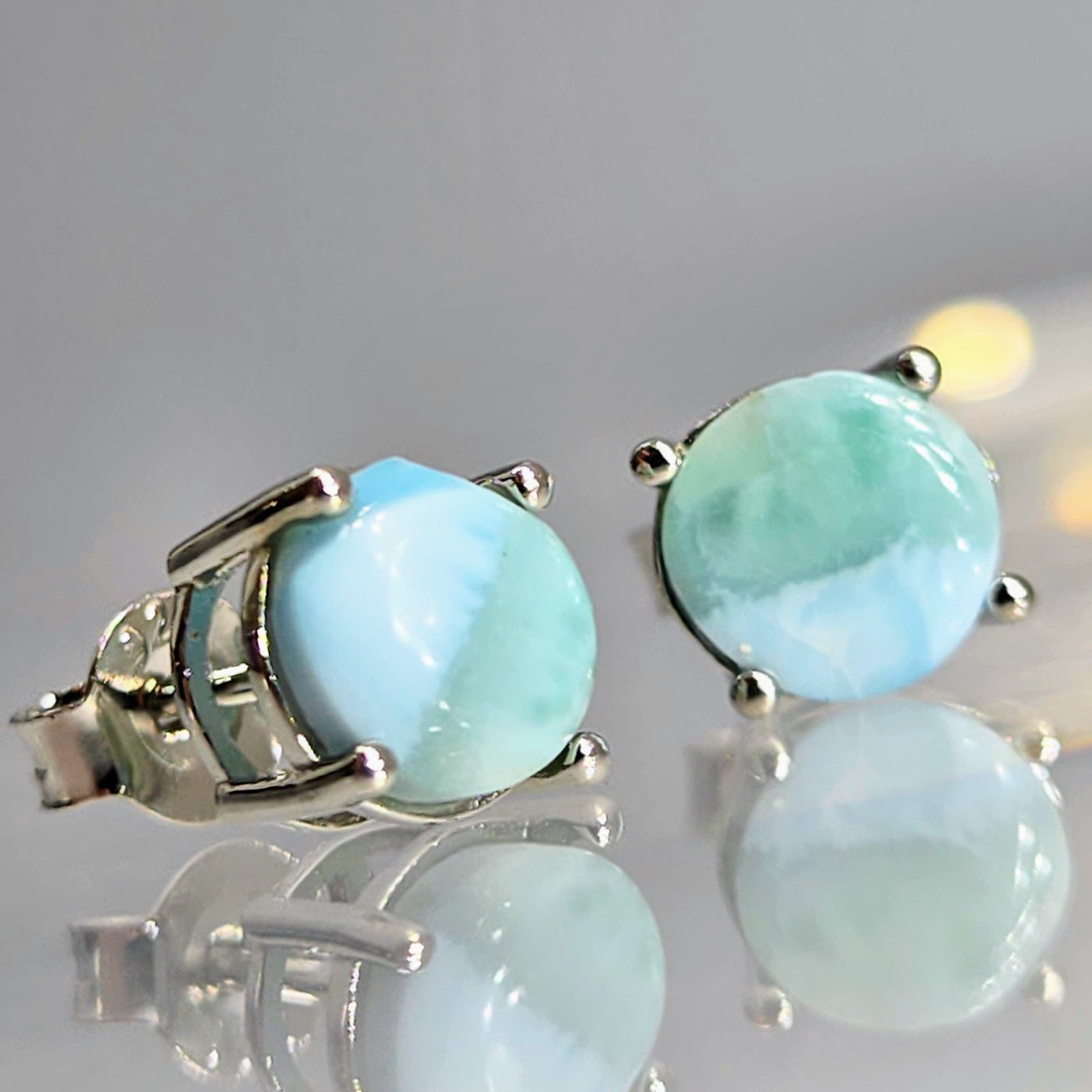 "Smooth Sailing!" .25" Stud Earring - Larimar, Sterling