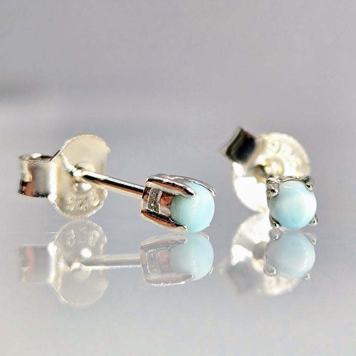 "Micro Ocean" 1/8" Stud Earring - Larimar, Sterling