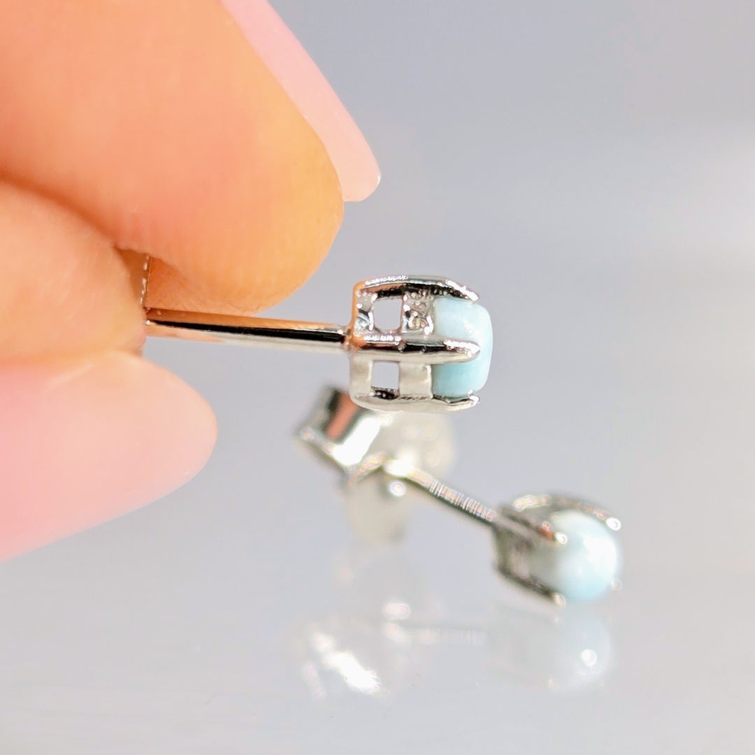 "Micro Ocean" 1/8" Stud Earring - Larimar, Sterling