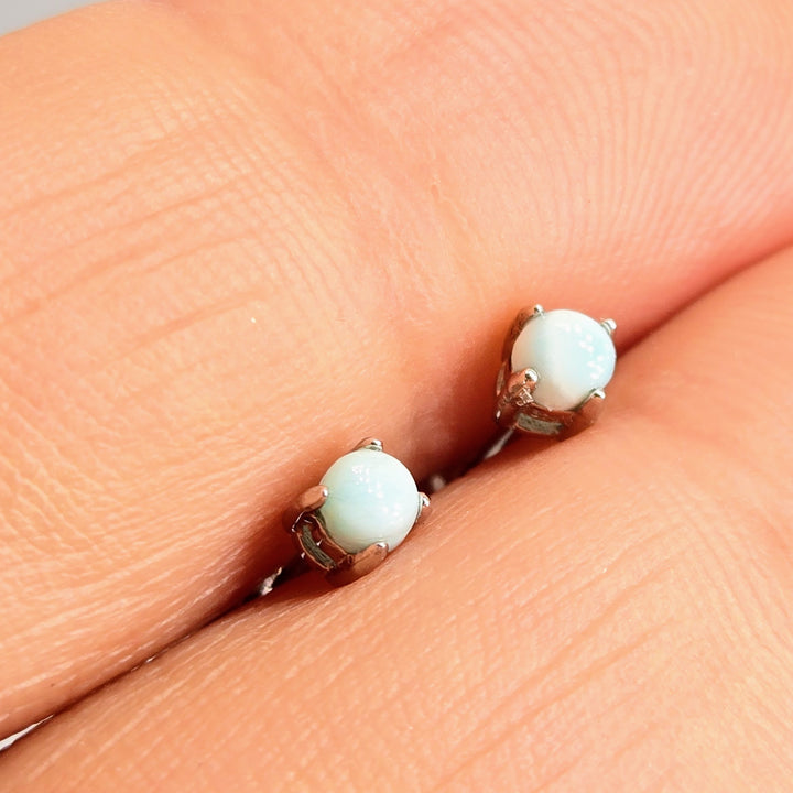 "Micro Ocean" 1/8" Stud Earring - Larimar, Sterling