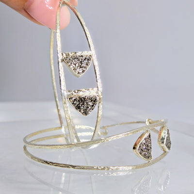 "J-Lo-Cool" 2.25" Hoop Earrings - Druzy, Sterling