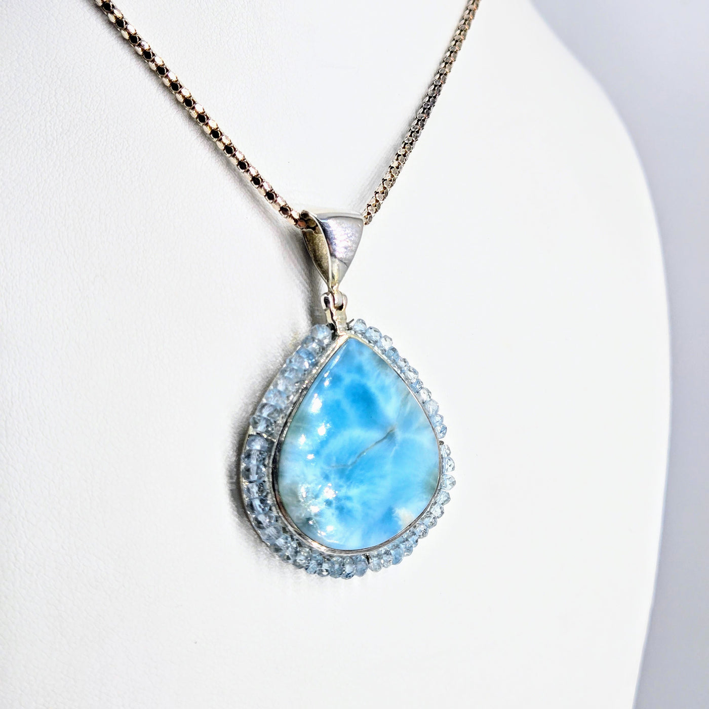 "Sweet Water" Pendant Necklace - Larimar, Aquamarine, Sterling