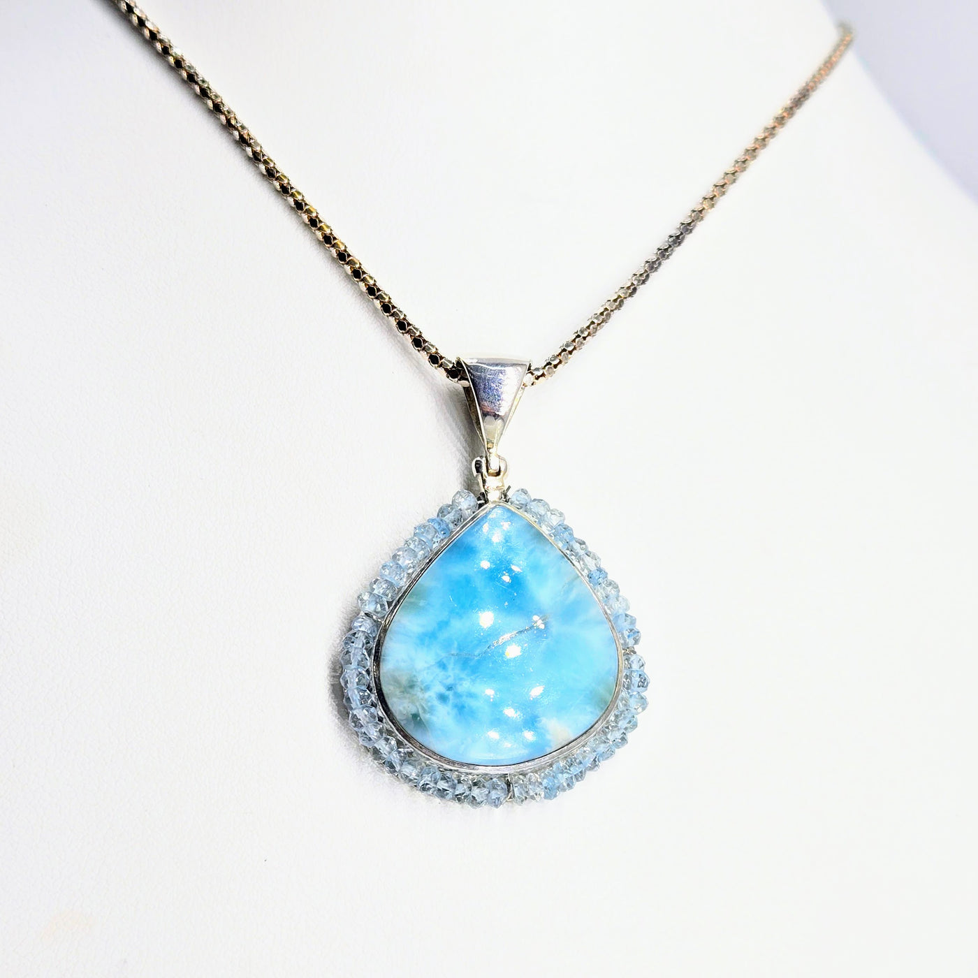 "Sweet Water" Pendant Necklace - Larimar, Aquamarine, Sterling