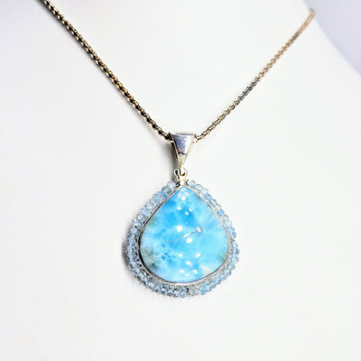 "Sweet Water" Pendant Necklace - Larimar, Aquamarine, Sterling