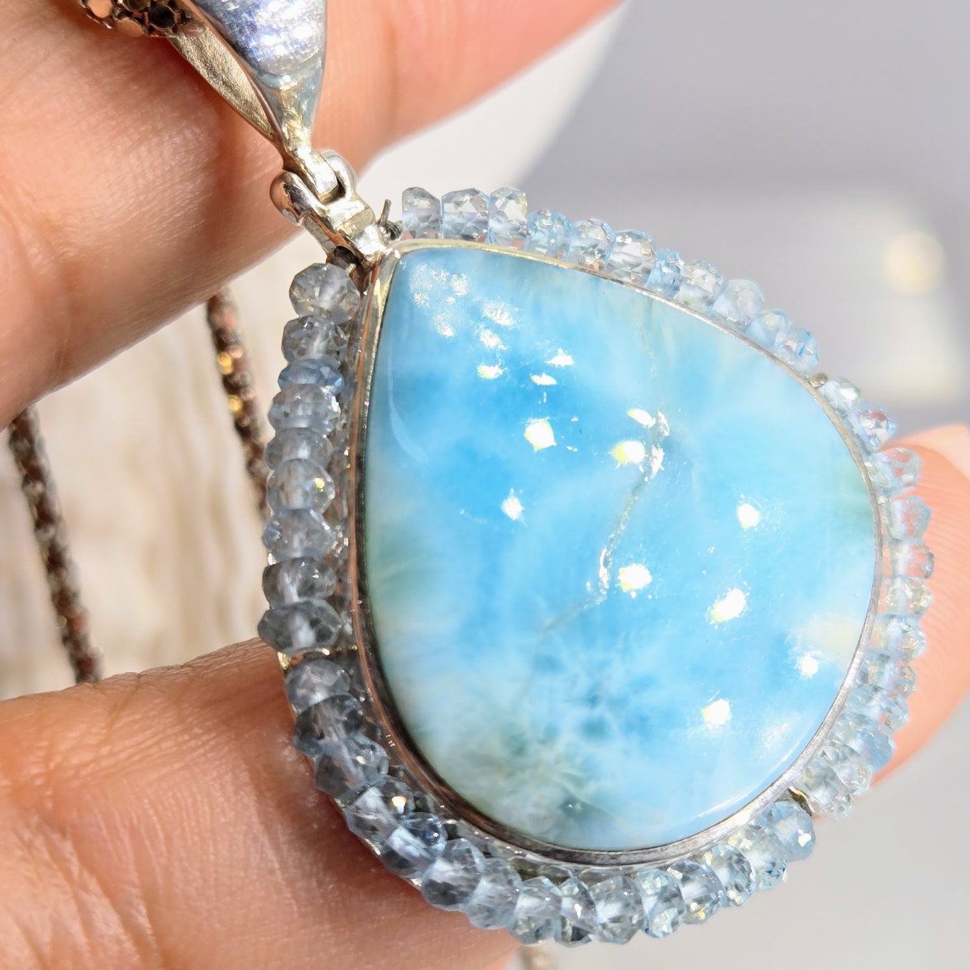 "Sweet Water" Pendant Necklace - Larimar, Aquamarine, Sterling