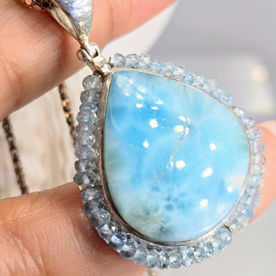"Sweet Water" Pendant Necklace - Larimar, Aquamarine, Sterling