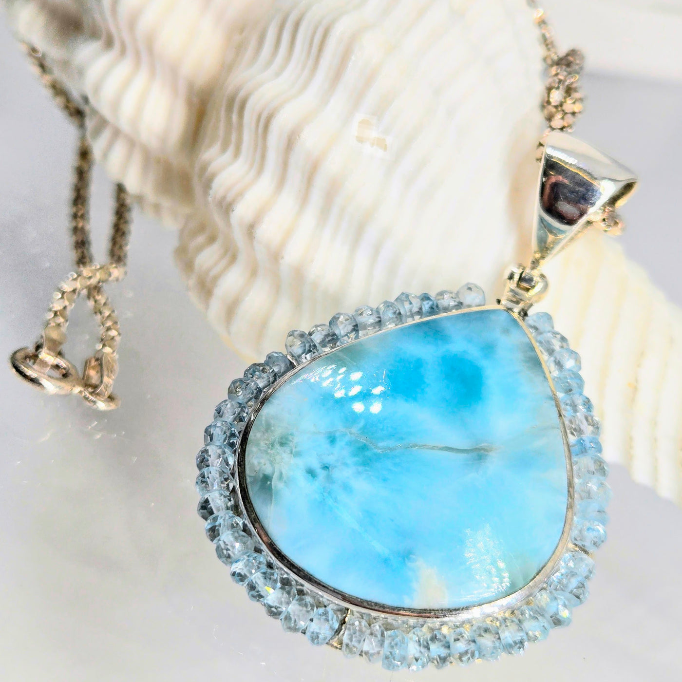 "Sweet Water" Pendant Necklace - Larimar, Aquamarine, Sterling